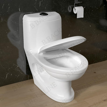 B Backline Ceramic Western Commode One-Piece Toilet White Color