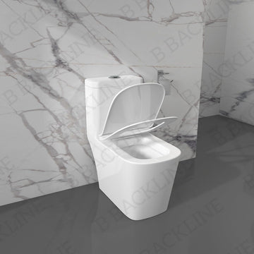B Backline Ceramic Floor Mounted One-Piece Toilet Western Commode White Color