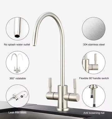 B BACKLINE Stainless Steel 304 Grade 2 in 1 Ro Water Purifiers Faucet With 360° Rotatable Ro Drinking Water Filter (Brushed Matt)