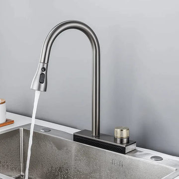 B Backline Brass Kitchen Tap Faucet Pull Out Kitchen Faucet Multi Functional Tap Single Hole 360 Degree black kitchen faucet (Black)
