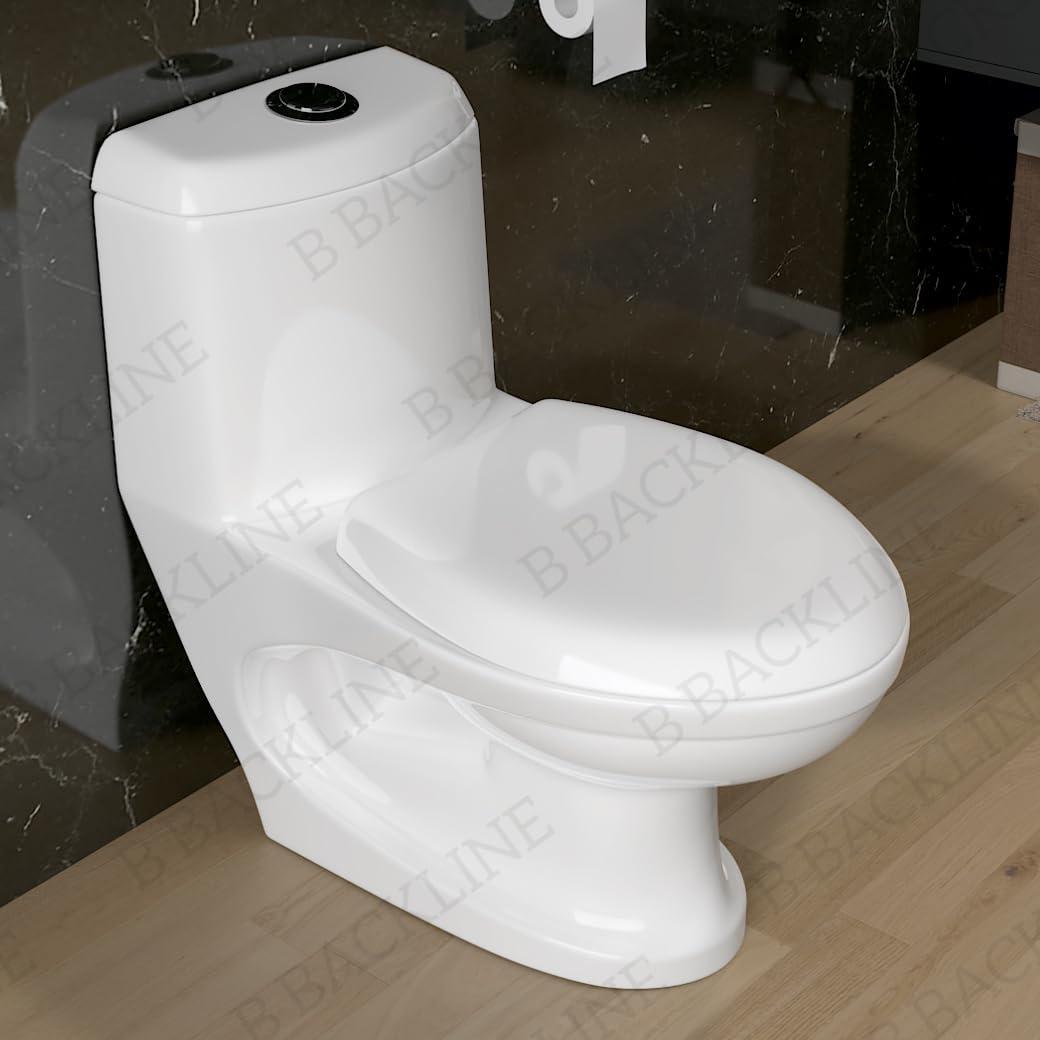 B Backline Ceramic Western Commode One-Piece Toilet White Color