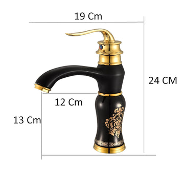 B Backline Basin Short Mixer Tap | Dual Handle Hot & Cold Faucet for Bathroom & Living Room (Black Gold)
