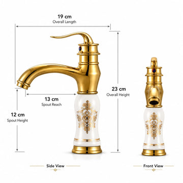 B Backline Brass Gold White Color Wash Basin Hot & Cold Basin Mixer Tap