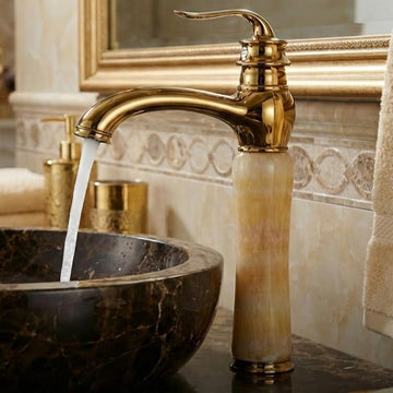 Backline Brass 12" Tall Pillar Basin Mixer Tap | Hot & Cold Bathroom & Living Room Faucet