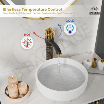 B Backline Wash Basin Hot & Cold Basin Mixer Tap (Black Gold)