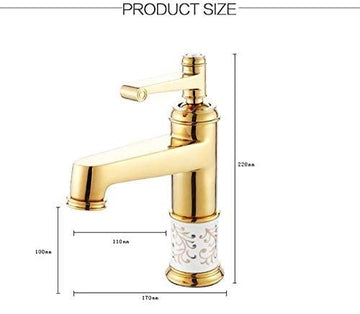 B Backline Basin Short Mixer Tap | Dual Handle Hot & Cold Faucet for Bathroom & Living Room (White Gold)