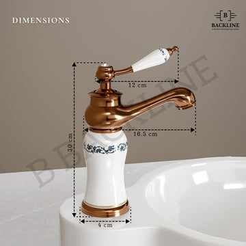 B Backline Brass Rosegold White Color Wash Basin Hot & Cold Basin Mixer Tap