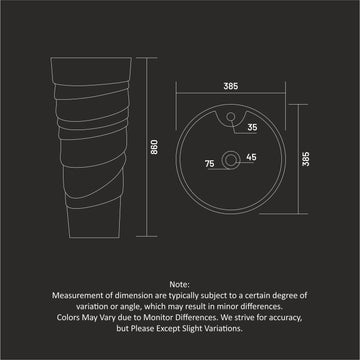 B Backline Ceramic Pedestal Wash Basin Round 15 Inch Black