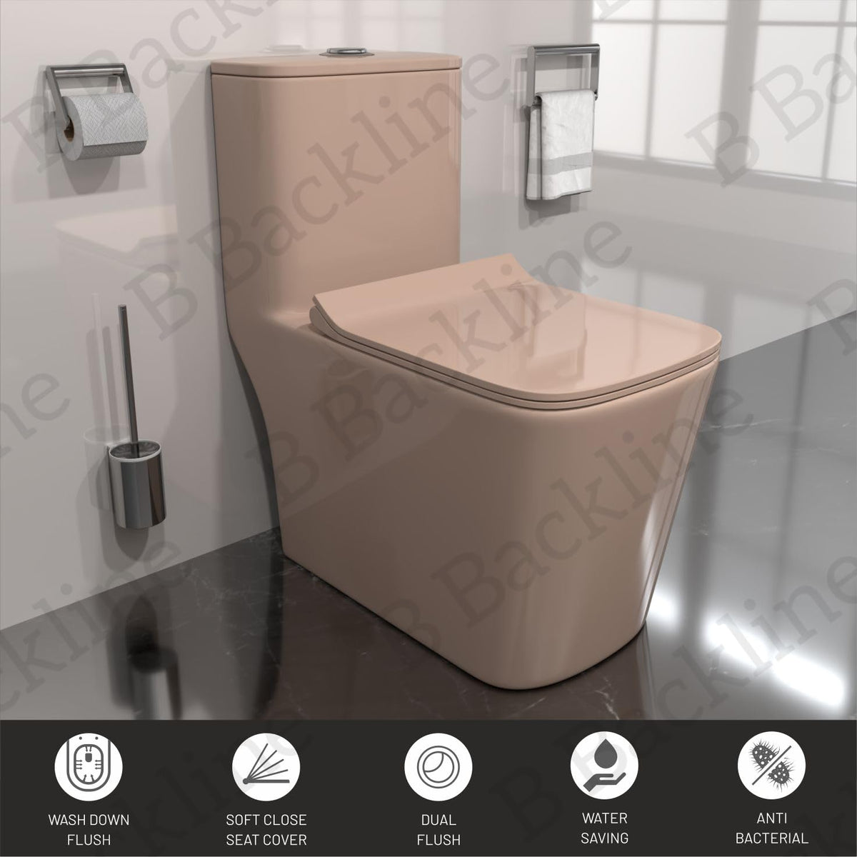 Commode Sand Color B Backline Ceramic Western Toilet One-Piece Commode Pink Color S-Trap