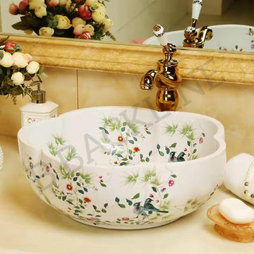 B Backline Ceramic Moroccan Wash Basin for Bathroom | Table Top wash basin | Countertop Basin For Livingroom & Bathroom/Home/Office/Hotels 41 X 41 X 14 CM