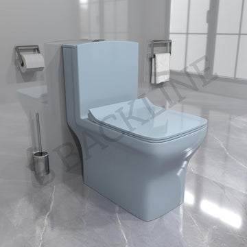 B Backline Ceramic One-Piece Toilet Western Commode S Trap Outlet Is From Floor 66 X 36 X 73 Cm Blue