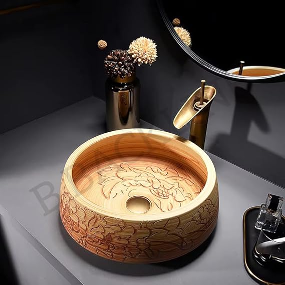 B Backline Ceramic Moroccan Wash Basin | Countertop Basin for Bathroom | Tabletop Wash Basin | Art Basin For Bathroom/Home/Office/Hotels 42 X 42 X 14 CM