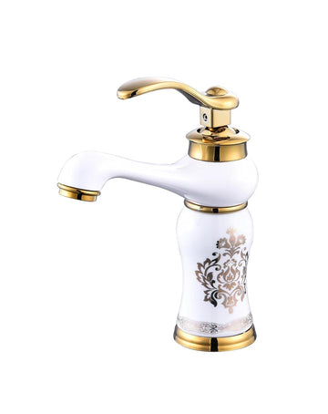 B Backline Brass White Gold Color Wash Basin Hot & Cold Basin Mixer Tap