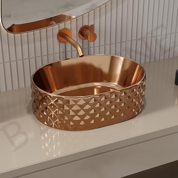 B Backline Ceramic Table Top, Counter Top Wash Basin 18 X 13.5 X 5.5 Inches