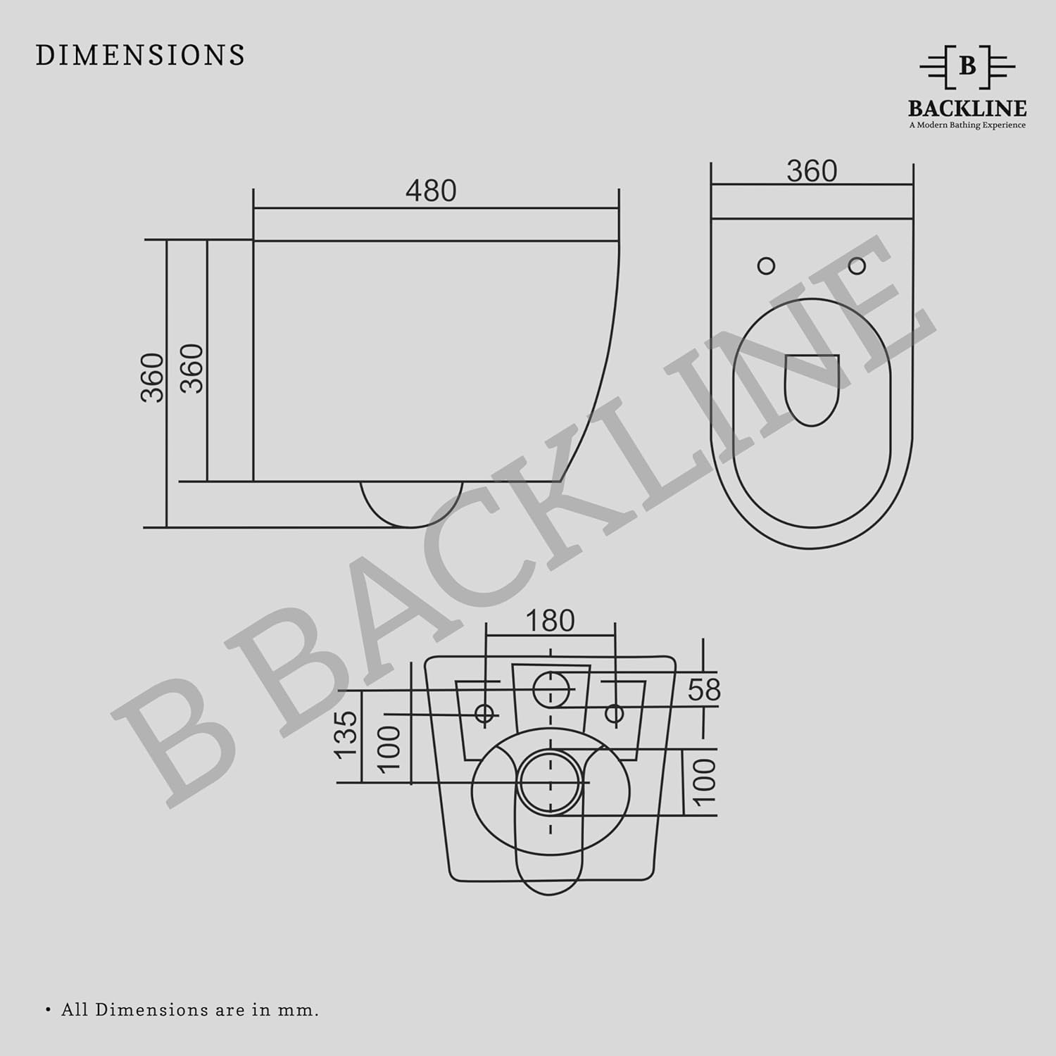 B Backline Ceramic Wall Mount, Wall Hung Western Toilet Commode Gold Glossy 48 X 36 X 36 Cm