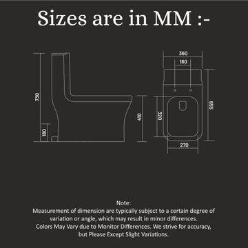 B Backline Ceramic One-Piece Toilet Western Commode P Trap Outlet Is From Wall 26 X 14 X 29 Inches Black Glossy