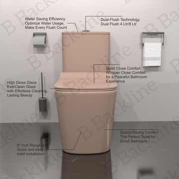 B Backline Ceramic Western Toilet One-Piece Commode Pink Color S-Trap