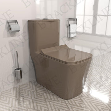 B Backline Ceramic Western Toilet One-Piece Commode Brown Color S-Trap