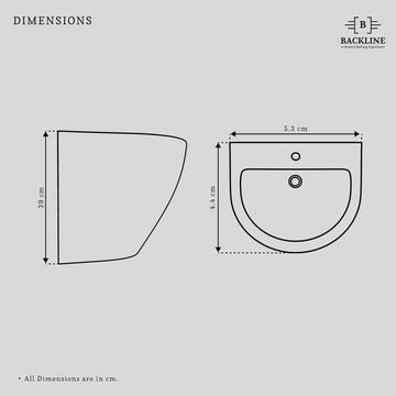 B Backline Ceramic Wall Hung / Wall Hung Half Pedestal Wash Basin For Bathroom 53 X 44 X 39 Cm (Gold Glossy Finish)
