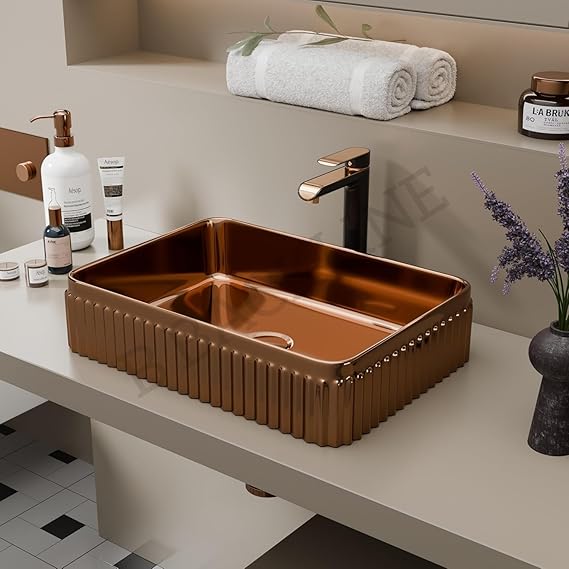 B Backline Ceramic Table Top, Counter Top Wash Basin 19 X 13.5 X 4.5 Inches