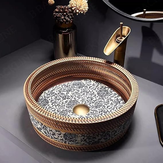 B BACKLINE Ceramic Table Top Vessel Sink Wash Basin 41 X 41 X 14 Cm (Matt Finish)