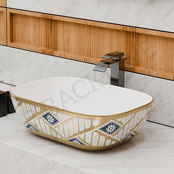 B Backline Ceramic Wash Basin | Designer Table Top wash basin | Countertop Basin For Livingroom & BathroomHome/Office/Hotels 46 X 32 X 13.5 Cm