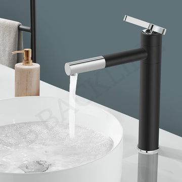 B BACKLINE Premium Pullout Brass Basin Mixer Tap | Hot & Cold Wash Basin Faucet for Bathroom & Living Room – Matt Black