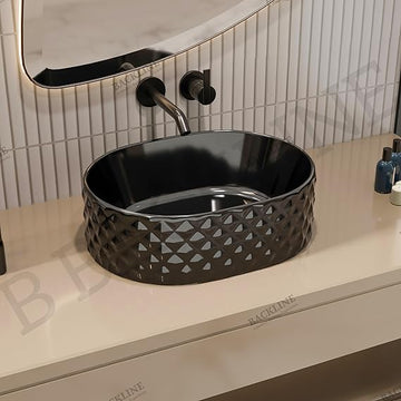 B Backline Ceramic Table Top Wash Basin 18 X 13.5 X 5.5 Inches