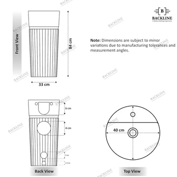 Backline Free Standing Pedestal Wash Basin | White Glossy (40x40x84 CM)