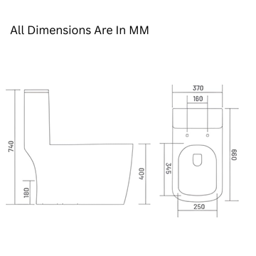 Backline Ceramic One Piece P-Trap Outelt From Wall Western Toilet