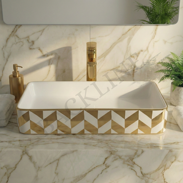 Table Top Designer Wash Basin 60x35 cm Gold Color