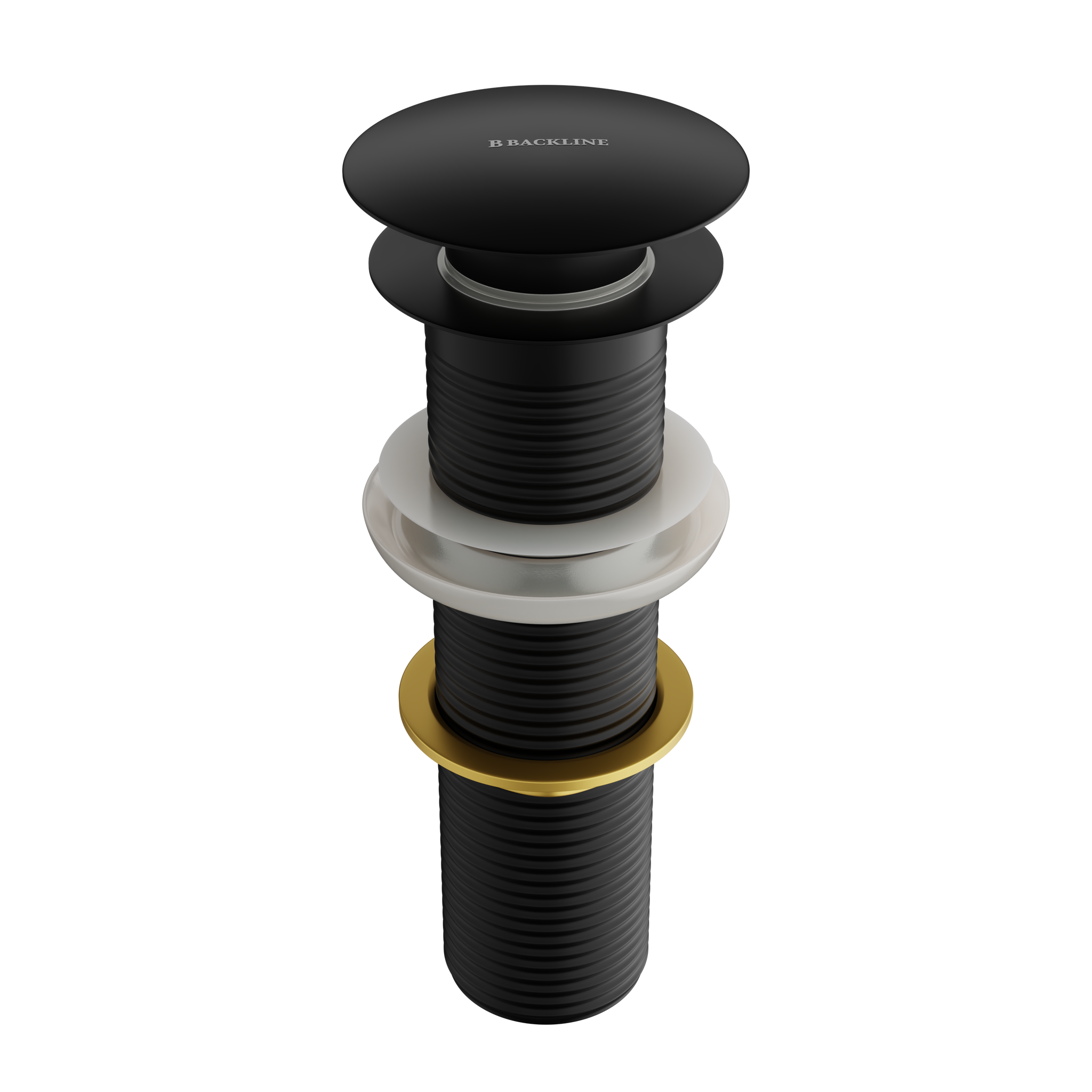 B Backline Ceramic Brass Full Threaded Pop Up Waste Coupling Matt Black 7 Inch