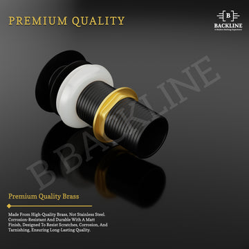 B Backline Ceramic Brass Full Threaded Pop Up Waste Coupling Matt Black 5 Inch