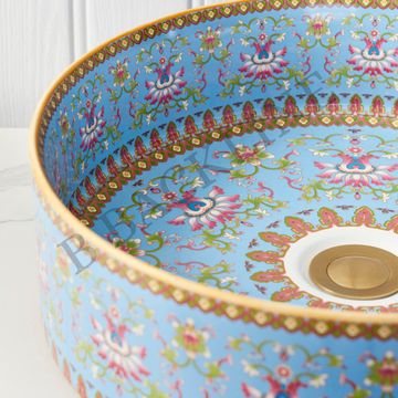 Ceramic Moroccan Tabletop Wash Basin 40 X 40 X 12.5 CM