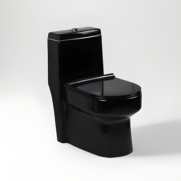 B Backline Ceramic One-Piece Toilet Western Commode S Trap Outlet Is From Floor 26 X 14 X 29 Inches Black Glossy