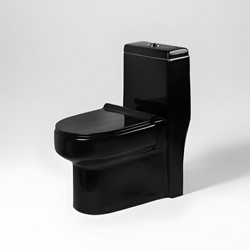 B Backline Ceramic One-Piece Toilet Western Commode S Trap Outlet Is From Floor 26 X 14 X 29 Inches Black Glossy