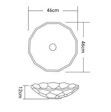 Luxury Glass Basin Table Top Wash Basin  Bathroom & Livingroom 45 X 45 X 11 CM