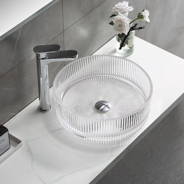 B Backline Glass Basin Table Top Wash Basin Bathroom & Livingroom 40 X 40 X 15 CM