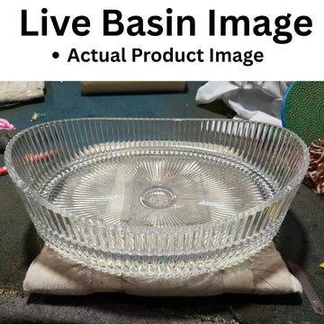 B Backline Glass Basin Table Top Wash Basin Bathroom & Livingroom 50 x 37 x 14 cm