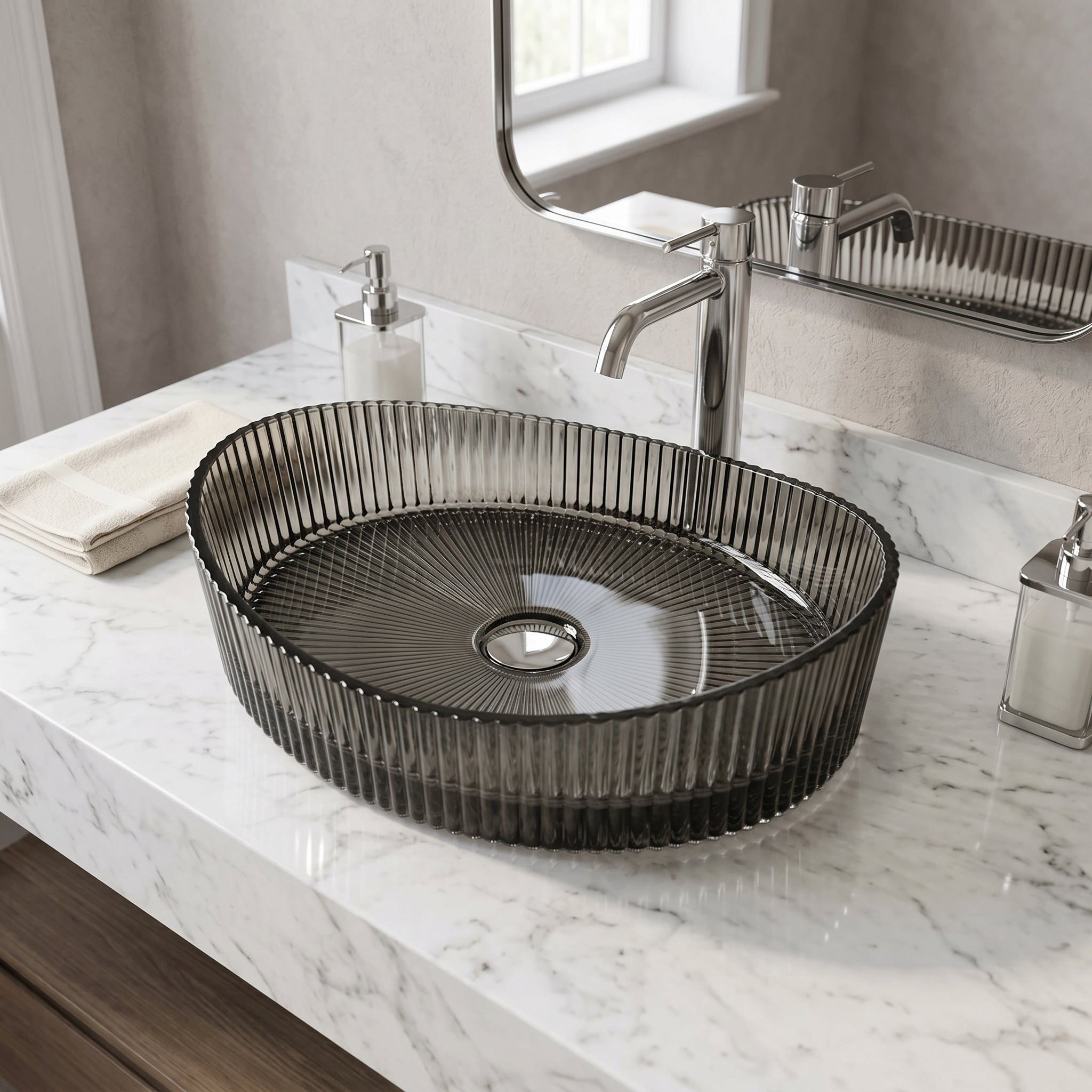 B Backline Black Transparent Glass Basin - Premium Toughened Glass Tab