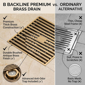 B Backline Bathroom Floor Water Drain Grating with Anti-Foul Cockroach Trap Antique Finish