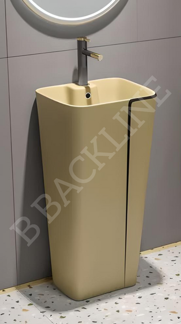 B Backline Ceramic Free Standing Pedestal Wash Basin 17 X 14 X 34 Inches