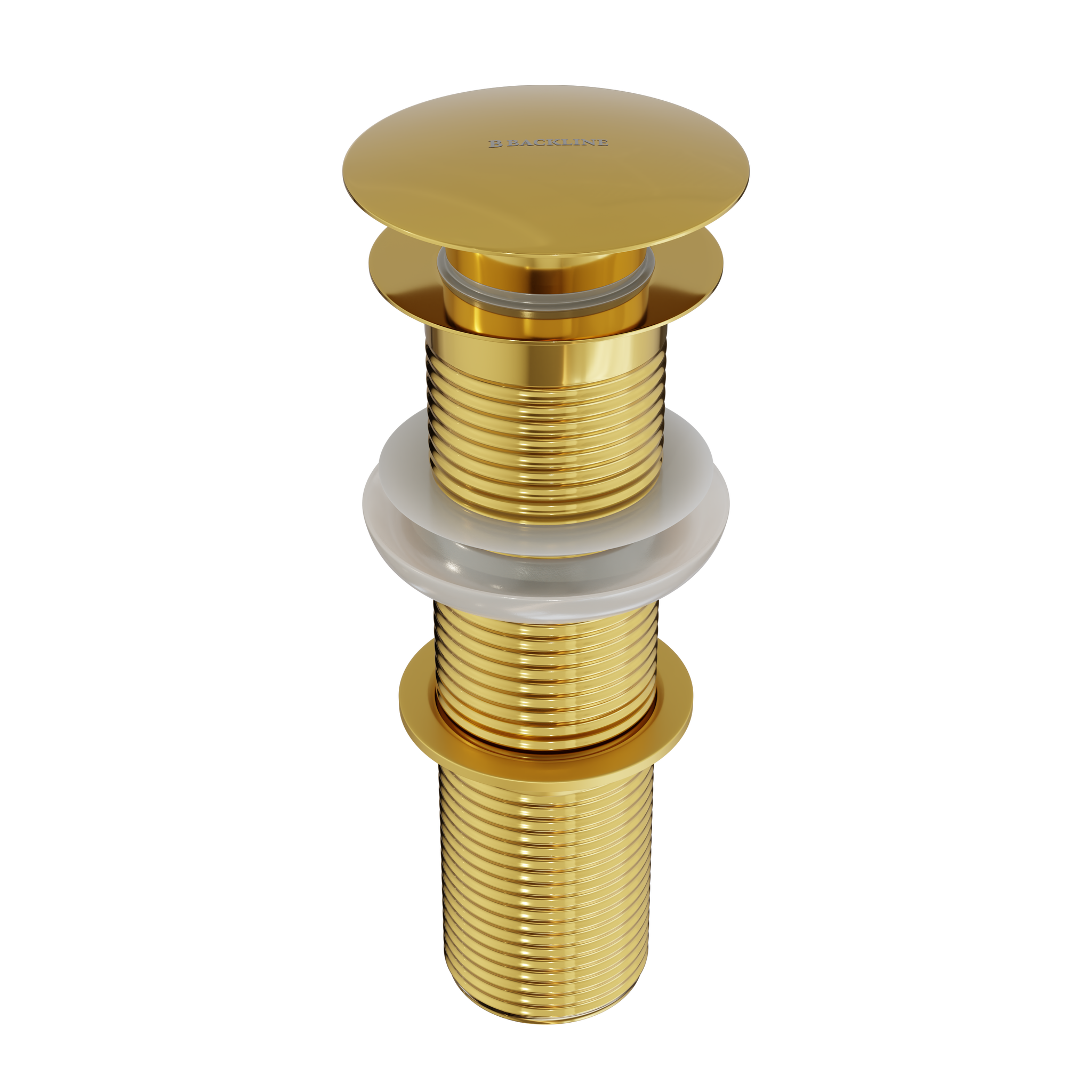 B Backline Brass Full Threaded Pop-Up Waste Coupling Glossy Gold 7 Inch