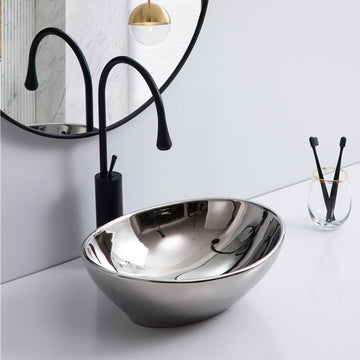 Ceramic Table Top Wash Basin 41 x 33 x 15 cm (Sliver Glossy Finish)