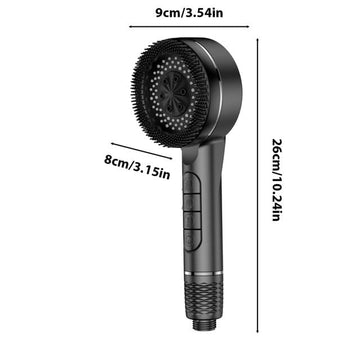 Backline 4-Function High-Pressure Hand Shower with Soft Silicone Brush – Matte Black Handheld Showerhead for Bathroom