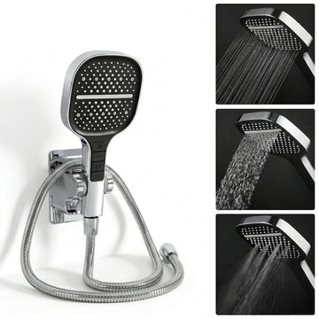 Backline 3-Function High-Pressure Hand Shower Set (Chrome Finish) – Includes 1.5M Flexible Hose & Wall Hook | Full Bathroom Kit
