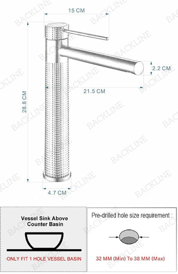 B Backline Modern Matte Gold Basin Mixer | Solid Brass Hot & Cold Washbasin Tap