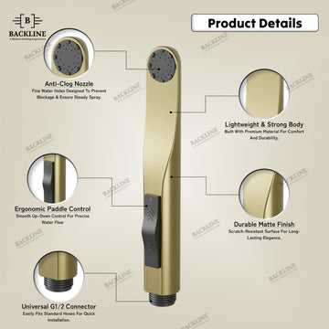 Backline Premium ABS Toilet Jet Spray – Brushed Gold