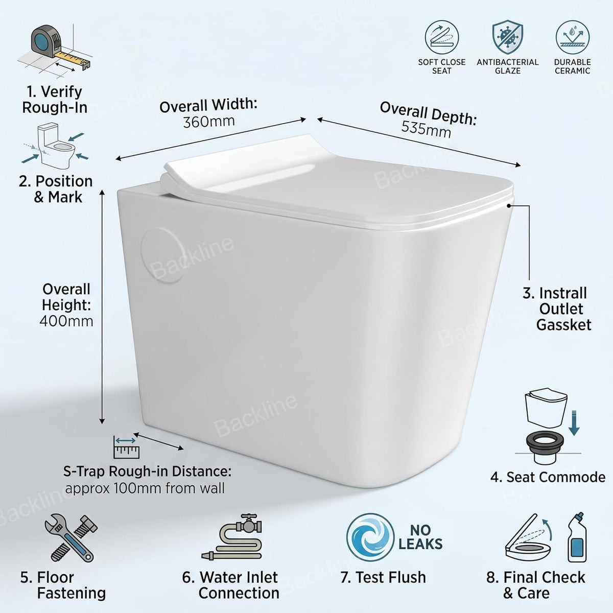 Ewc Commode Backline Ceramic Western Toilet Commode EWC Floor Mounted Toilet Commode