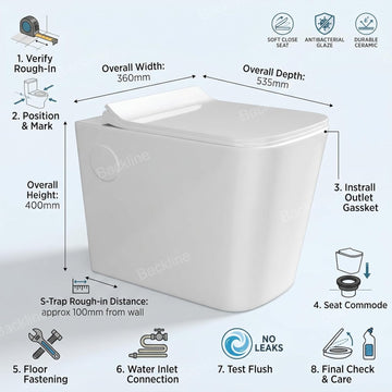 B Backline Ceramic Western EWC Floor Mounted Toilet Commode S-Trap